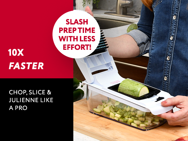 fullstar chopper mandoline being used for faster meal prep
