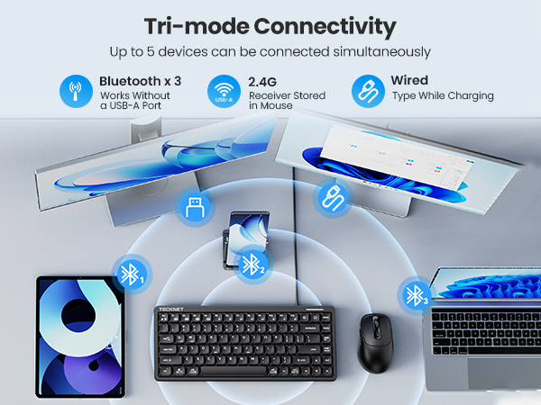 bluetooth, 2.4g and wired connect