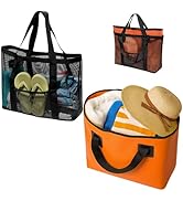 KOKKOYA 2 in 1 Large Beach Bag Tote Waterproof Sandproof with Mesh Pocket for Women Men Beach Swi...