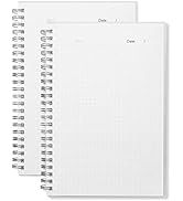 MEMX Graph Ruled Spiral Notebook, 5.8 x 8.3 Inches A5, Square 5mm Grid Paper Journals with Plasti...