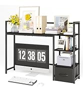 Desk Shelf with Drawer, 41.3" Desktop Organizer Shelf, Desk Hutch for Computer Monitor Max 32", 3...