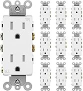 BESTTEN 15 Amp Decorator Wall Receptacle, Standard Electrical Outlet, Tamper Resistant, Residenti...