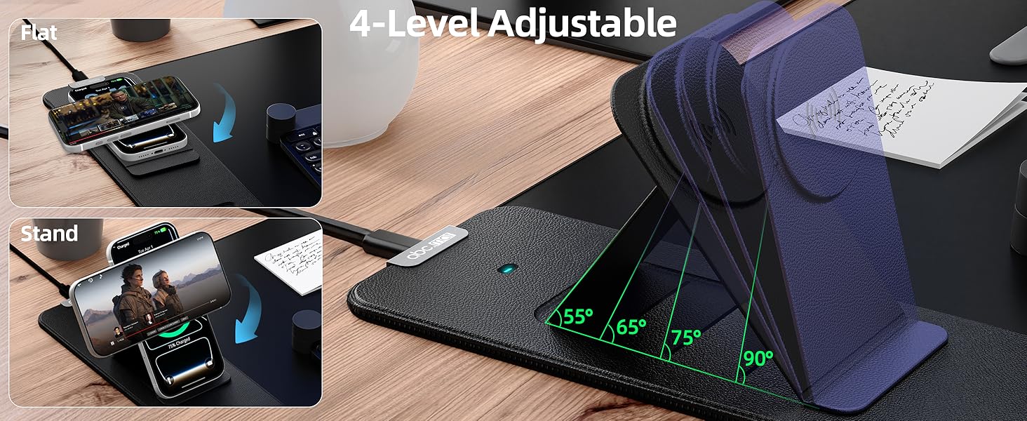 Wireless Charging Mouse Pad with Magnetic Phone Stand