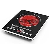 Electric Cooktop Single Burner, 1800W Electric Stove Top Portable, Electric Hot Plate 110v Plug i...