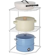 Buzowruil Kitchen Corner Shelf, 3-Tier Pot and Pan Rack, Cookware Pots and Pans Organizer, Kitche...
