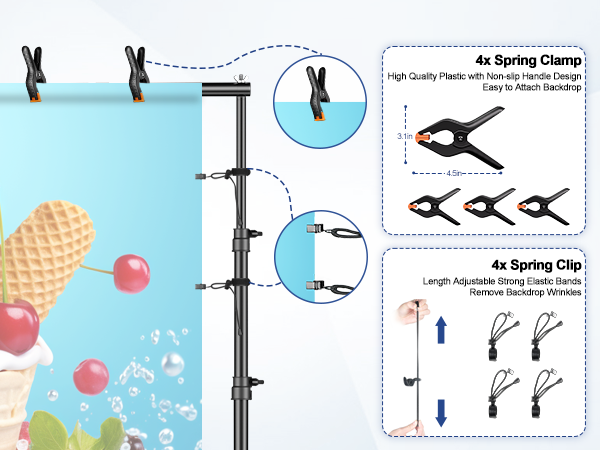  spring clamps that can hold the photo backdrop,banner and curtains in place without wrinkles