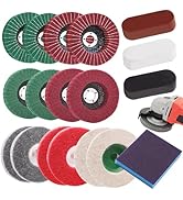 Sunxeke 18Pcs 4 Inch Buffering Wheels Polishing Kit with Compound for Angle Grinder,Includes 14Pc...