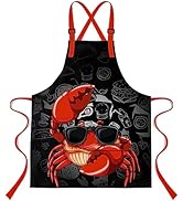 LshyMn Crab Apron 33.4x27.5 Inches Cartoon Ocean Animal Fast Food Burger Cake Pattern Printed Bib...