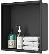EXF Stainless Steel Shower Niche 12"X12" Matte Black, No Tile Needed Recessed Waterproof Shower S...