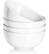 DOWAN 22 OZ White Ceramic Bowls Set of 4 - Perfect for Soup Bowls for Kitchen, Cereal Bowl, Ramen...