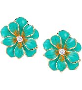 RINHOO Statement Flower Earrings for Women - Oversized 3D Enamel Floral Studs Earrings, Tropical ...