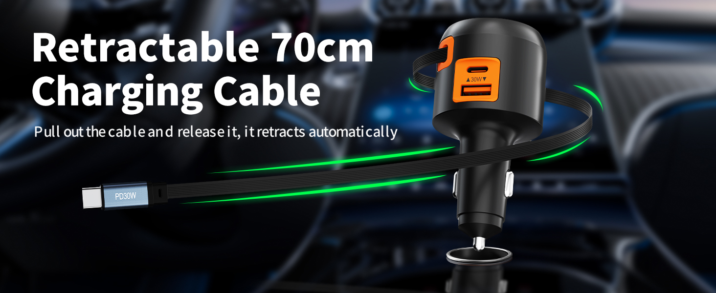 Retractable 70cm Charging Cable