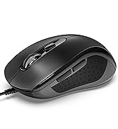 TECKNET Wired Mouse, USB Wired Computer Mouse, 3600DPI 4 Adjustable Levels, 6-Button Ergonomic Mi...
