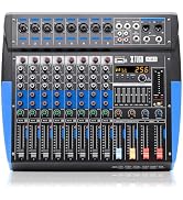 XTUGA KM8 Audio Mixer Professional 8 channel, Bluetooth/USB/MP3 Support, 48V Phantom Power, 256 D...