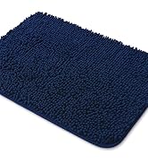 Yeaban Navy Blue Bathroom Rugs – Thick Chenille Bath Mats | Absorbent and Washable Bath Rug Non-S...