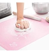 LIMNUO Large Silicone Pastry Mat Extra Thick Non Stick Baking Mat Non Stick Rolling Dough with Me...