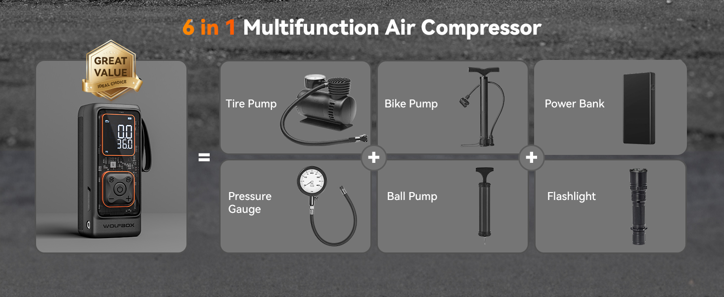 6 in 1 Multifunction Air Compressor