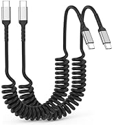 Coiled USB C Cable 2Pack 3ft USB C Charger Cord for Car, USBC to USBC Coiled Cable, USB C Car Cab...
