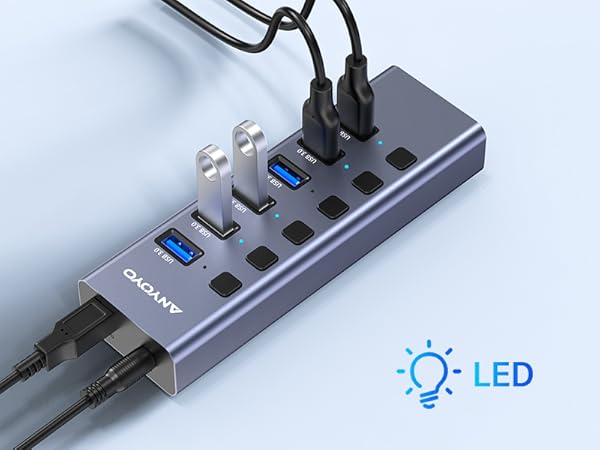 USB C HUB with Led light 