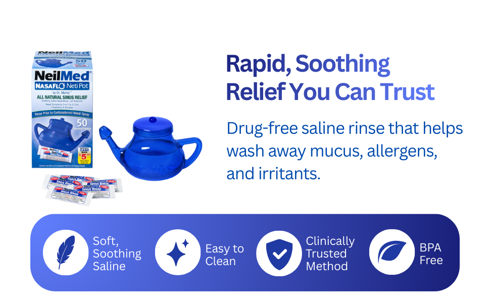 Relief from sinus pressure, nasal dryness, post nasal drip, congestion, stuffiness, and irritation