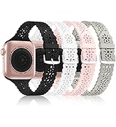 [Bandiction 4 Pack] Lace Silicone Bands Compatible with Apple Watch Band 38mm 40mm 42mm 44mm,Wome...