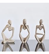 Sand Thinker Statues Home Decor, Set of 3 Pcs White Resin Trendy Abstract Art Sculpture Collectib...
