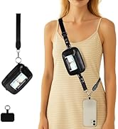 Majvsecb Phone Lanyard Crossbody with Wallet,Detachable Phone Strap Wristlet with ID Window and Z...