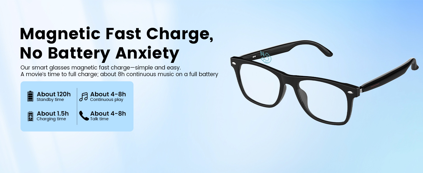 Bluetooth Audio Smart Glasses for Men ,Voice Control, Hands-Free Calls for Android Music/Work