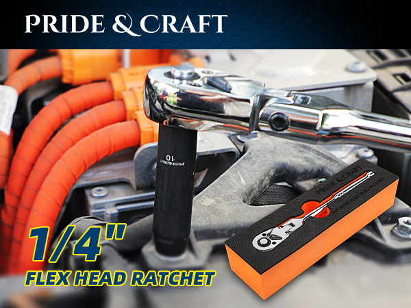 PRIDE&amp;amp;CRAFT 1/4 Inch Flex Head Ratchet