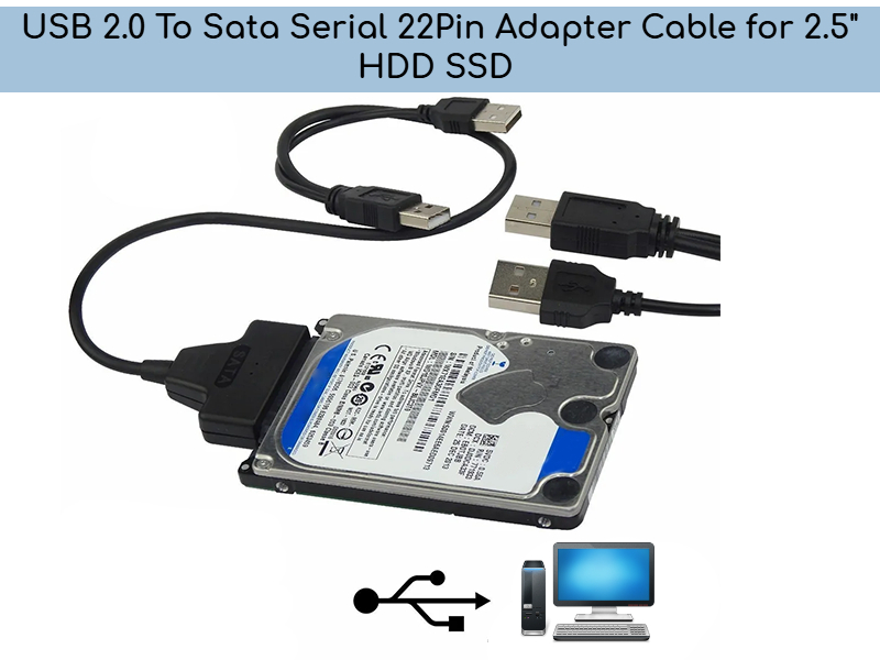 USB 2.0 To Sata Serial 22Pin Adapter Cable for 2.5&amp;#34; HDD SSD