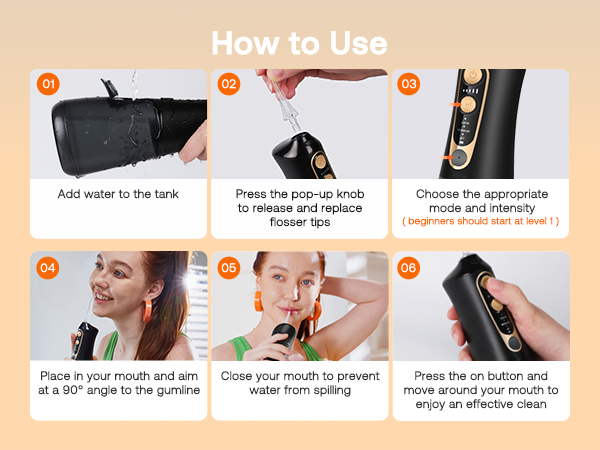 Press the pop-up knob to release and replace the flosser tips