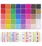 Funtopia 39 Colors 3mm Seed Beads, 9600pcs Small Beads for Jewelry Making, Tiny Craft Beads for B...