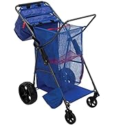 Rio Brands Wonder Wheeler Deluxe Beach Utility Foldable Cart with Removable Storage Tote, Blue