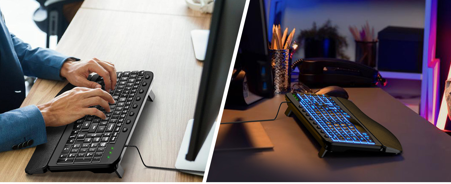 backlight illuminated keyboard for office home