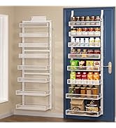 Clothink Over the Door Pantry Organizer 8 Tier Hanging or Wall Mounted Spice Rack with Adjustable...