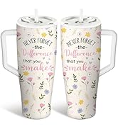 Thank You Gift for Women Never Forget The Difference You Make 40oz Tumblers with Handle and Straw...