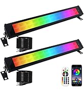 BOSITE 2 Pack 50W 96 LED RGB Light Bars Waterproof IP66 Smart APP/Remote Control Wall Washer Ligh...