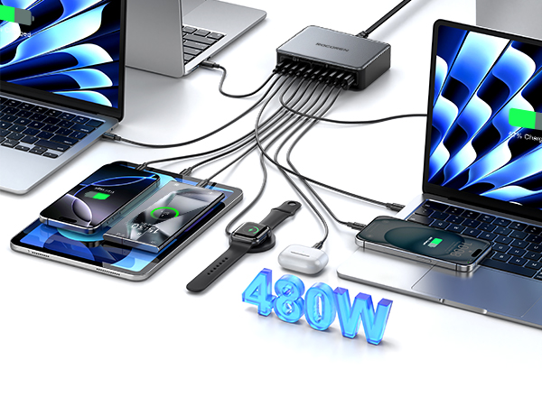 480W usb c charging station