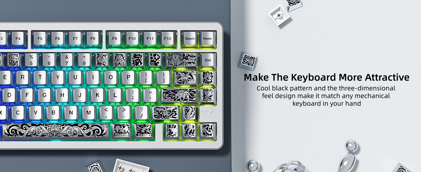 PBT Keycaps with Metal Paint, Cherry Profile Keycaps, Custom Keycaps