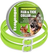 EcoVenger Dog &amp; Cat Collar Repellent 2-Pack Green, Built-in Pant-Based Formula Strong Repellency ...