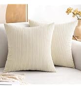MIULEE Pack of 2 Corduroy Pillow Covers Soft Soild Cushion Cases Decorative Square Throw Pillow C...