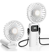 Portable Handheld Fan, USB Rechargeable Foldable Mini Personal Fan, 5200mAh, 180 Adjustable, 6 Sp...