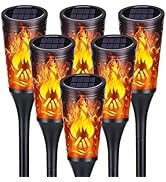 Toodour Solar Lights Outdoor, 6 Pack Solar Torch Lights with Flickering Flame, IP65 Waterproof Ya...