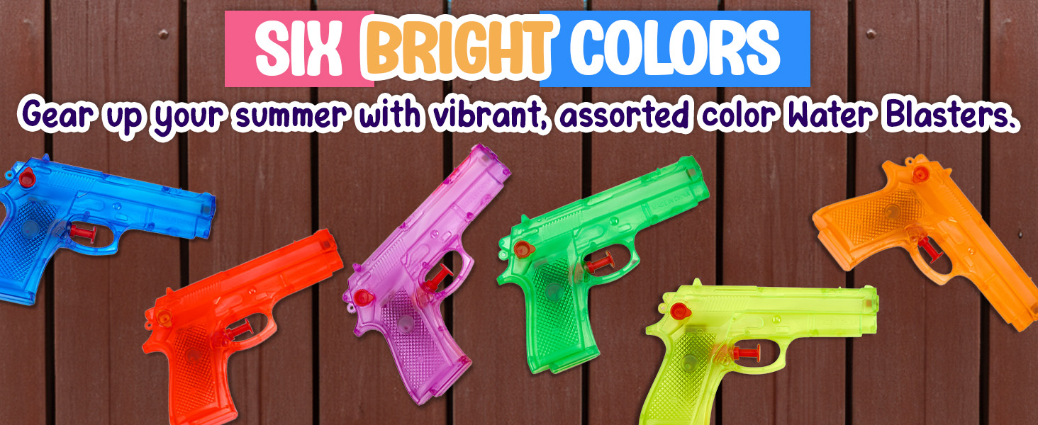 Playbees Water Gun six bright colors assorted blasters summer fun