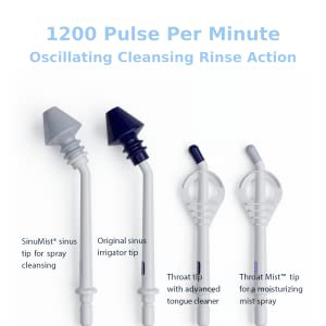 1200 pulse per minute oscillating cleansing rinse action