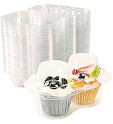 LIOUCBD 50Pcs 2 Cavity Cupcake Containers, Plastic Cupcake Carrier for 100 Cupcakes, Stackable Do...