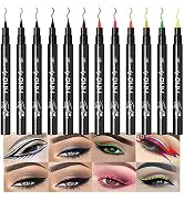evpct 12Pcs Colors Matte Waterproof Colored Liquid Eyeliner Colorful Set Rainbow Colorful Neon Wi...