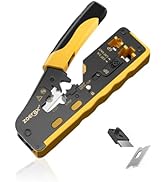 ZOERAX Pass Through RJ45 Crimp Tool, Ethernet Wire Cutter Crimper for Cat7 Cat6A Cat6 Cat5e Cat5 ...