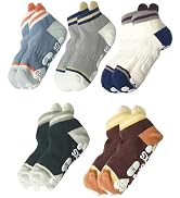 Bawnhaw 5 Pairs Toddler Grip Socks for Baby Boys Girls, Cotton Non Slip Walking Crew Socks for 1-...