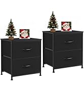 Accver Nightstand Set of 2, 2 Drawer Dresser Bedside Storage Furniture, Small Dresser with 2 Draw...